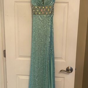 Sparkling Aqua Sequin Evening Gown ..